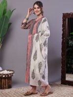 Women's Pink Floral Chanderi Printed Kurta Set with Dupatta Suit Sets