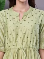 Wome's Boho-Chic Forest Green Tiered Maxi Dress with Puff Sleeves Dresses - Image 3