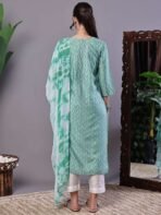 Women's Mint Green Chanderi Embroidered Kurta Set with Dupatta Suit Sets - Image 5